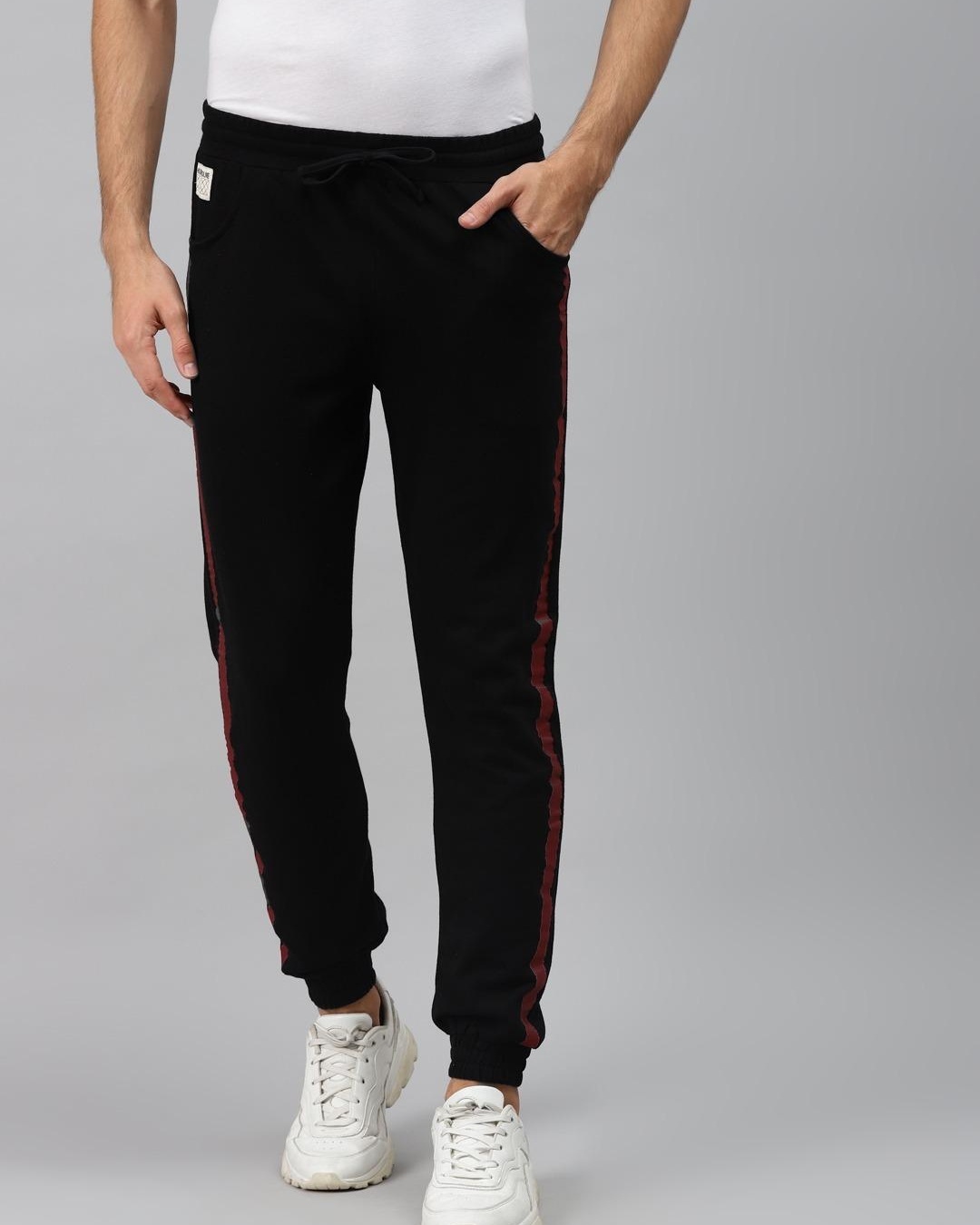 Buy Men's Black Color Block Joggers Online at Bewakoof