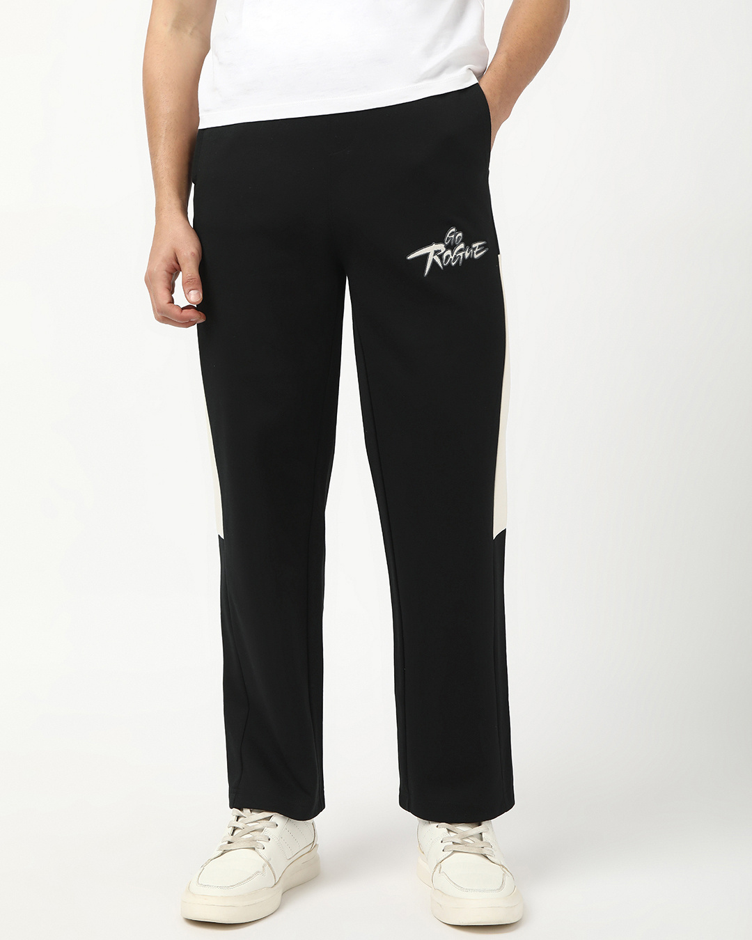 Shop Men's Black Go Rogue Color Block Oversized Track Pants-Back