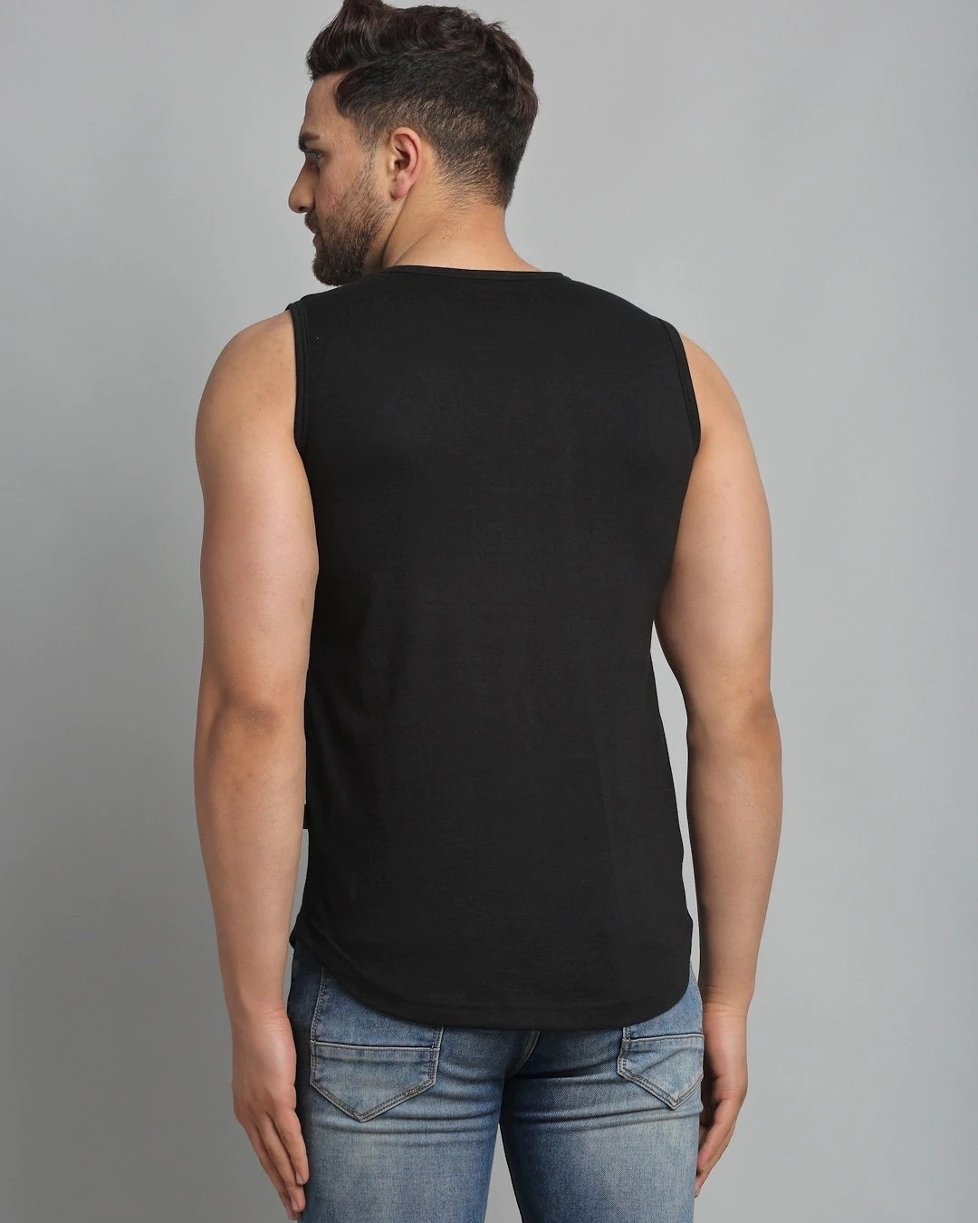 Shop Men's Black Color Block Slim Fit Vest-Back