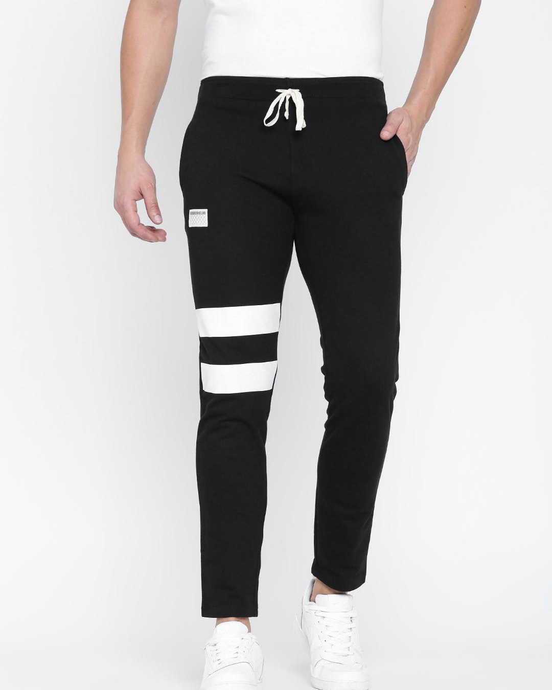 Buy Men's Black Color Block Track Pants Online at Bewakoof