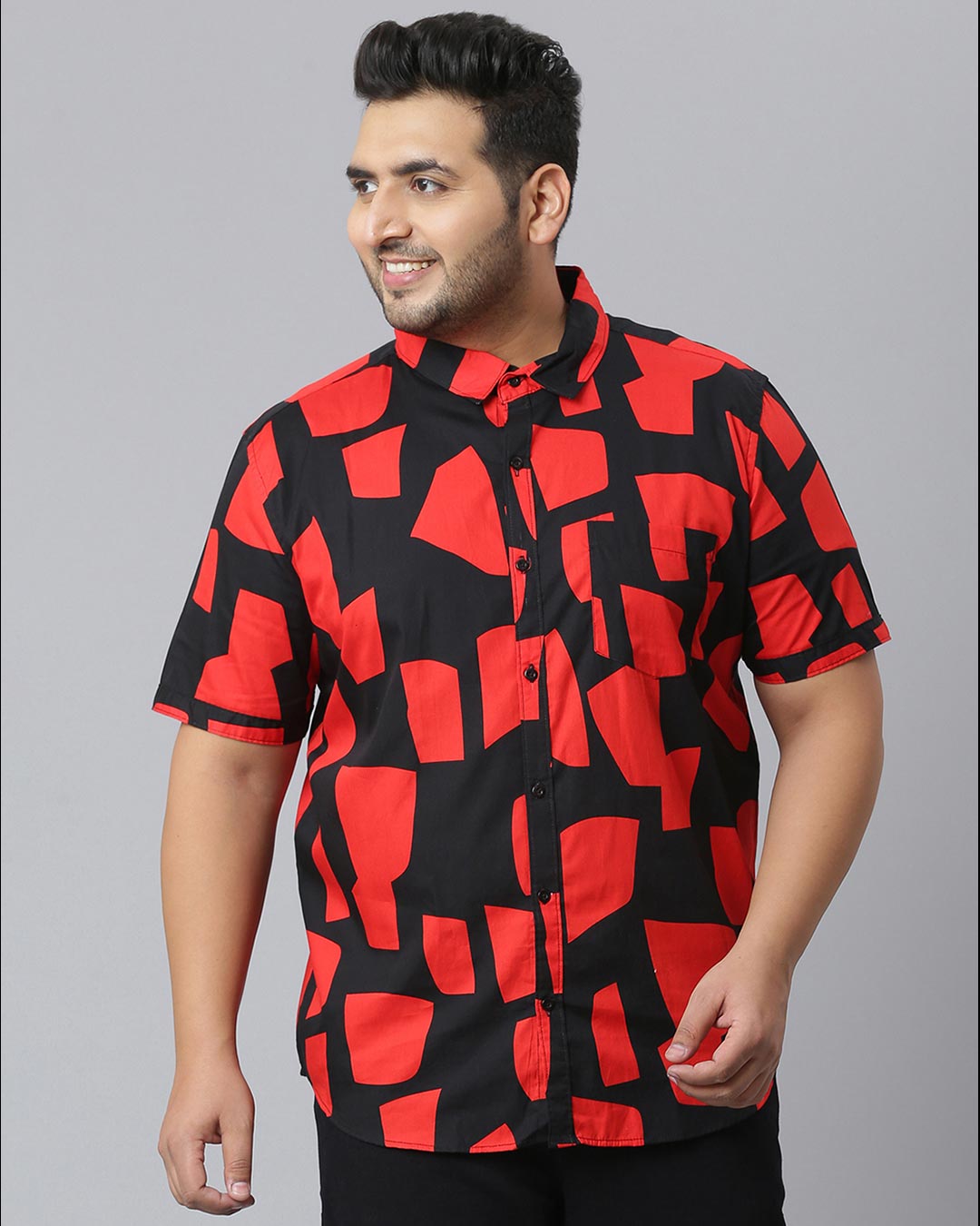 Shop Men's Black Colorblock Stylish Half Sleeve Casual Shirt-Front