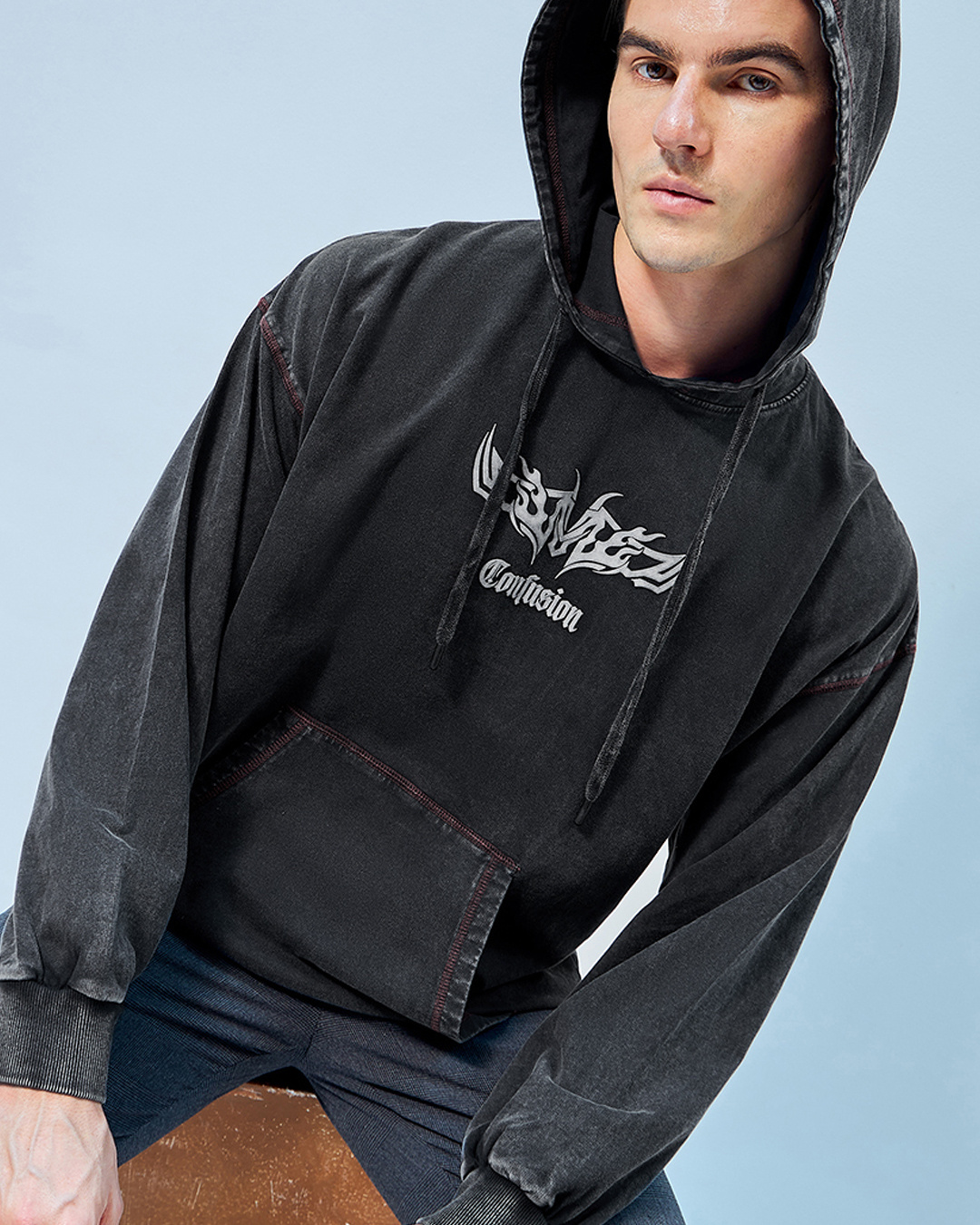 Buy Men's Black Confusion Graphic Printed Oversized Hoodies Online at ...