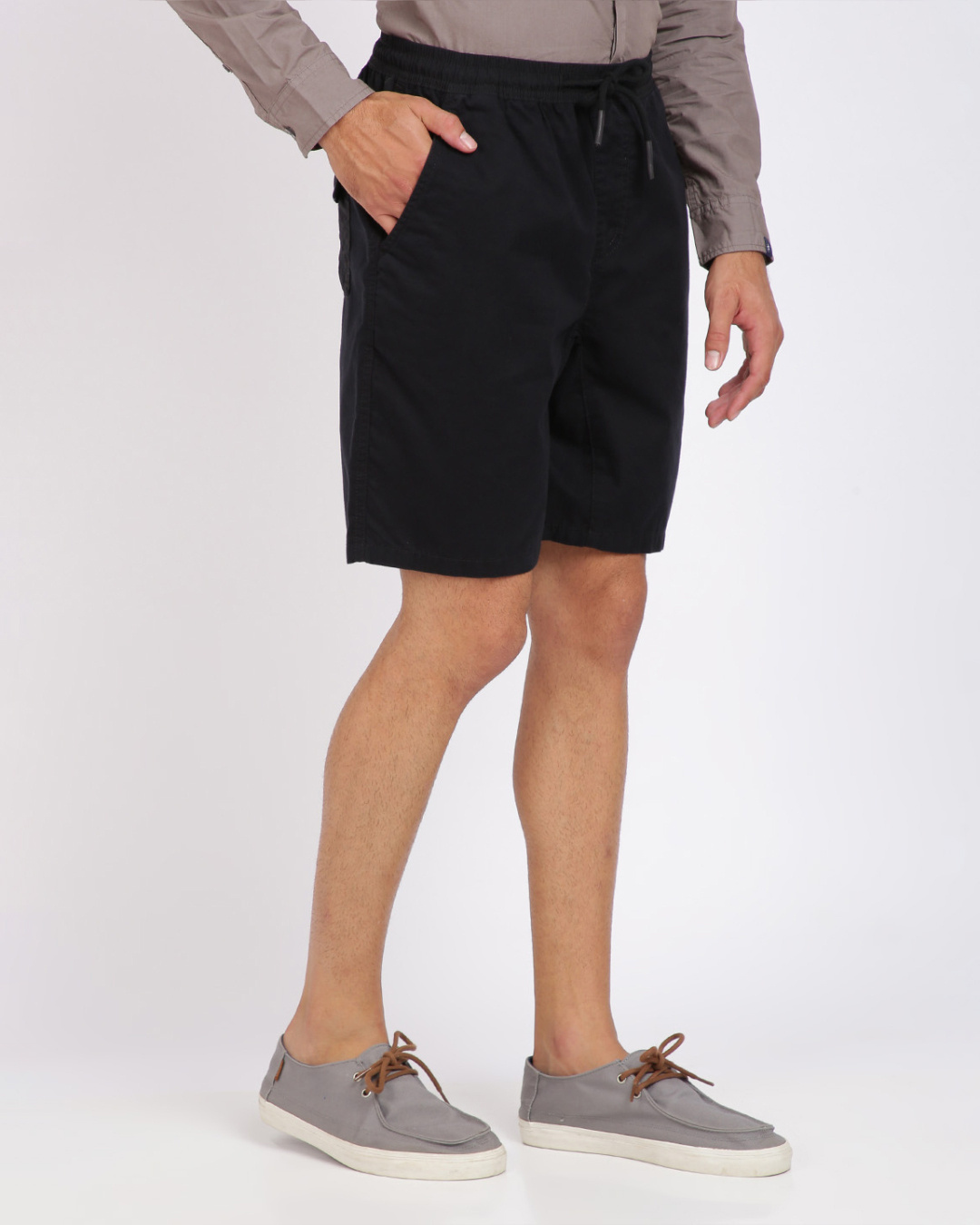 Shop Men's Black Cotton Shorts-Back