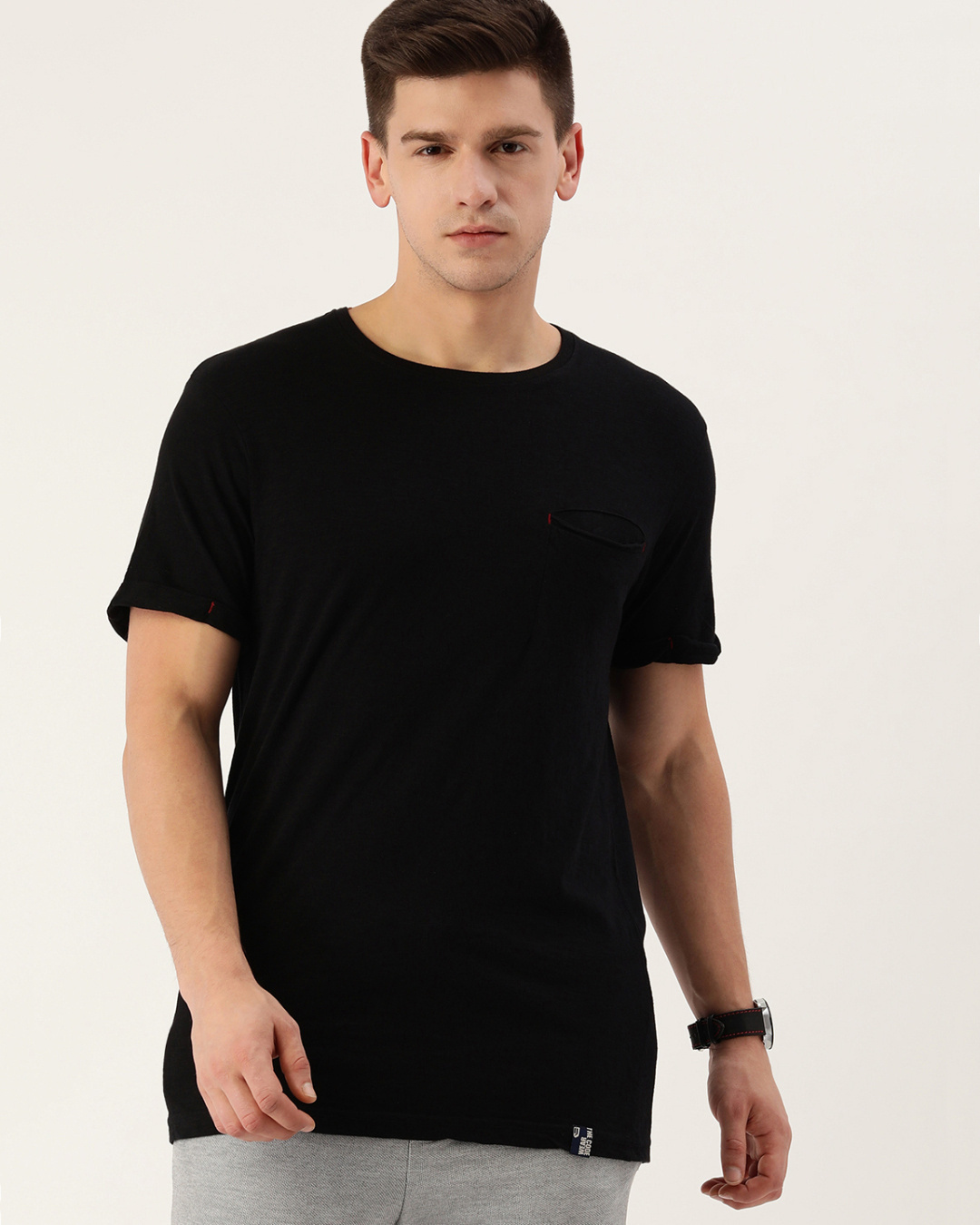 Buy Men's Black Cotton T-shirt Online at Bewakoof
