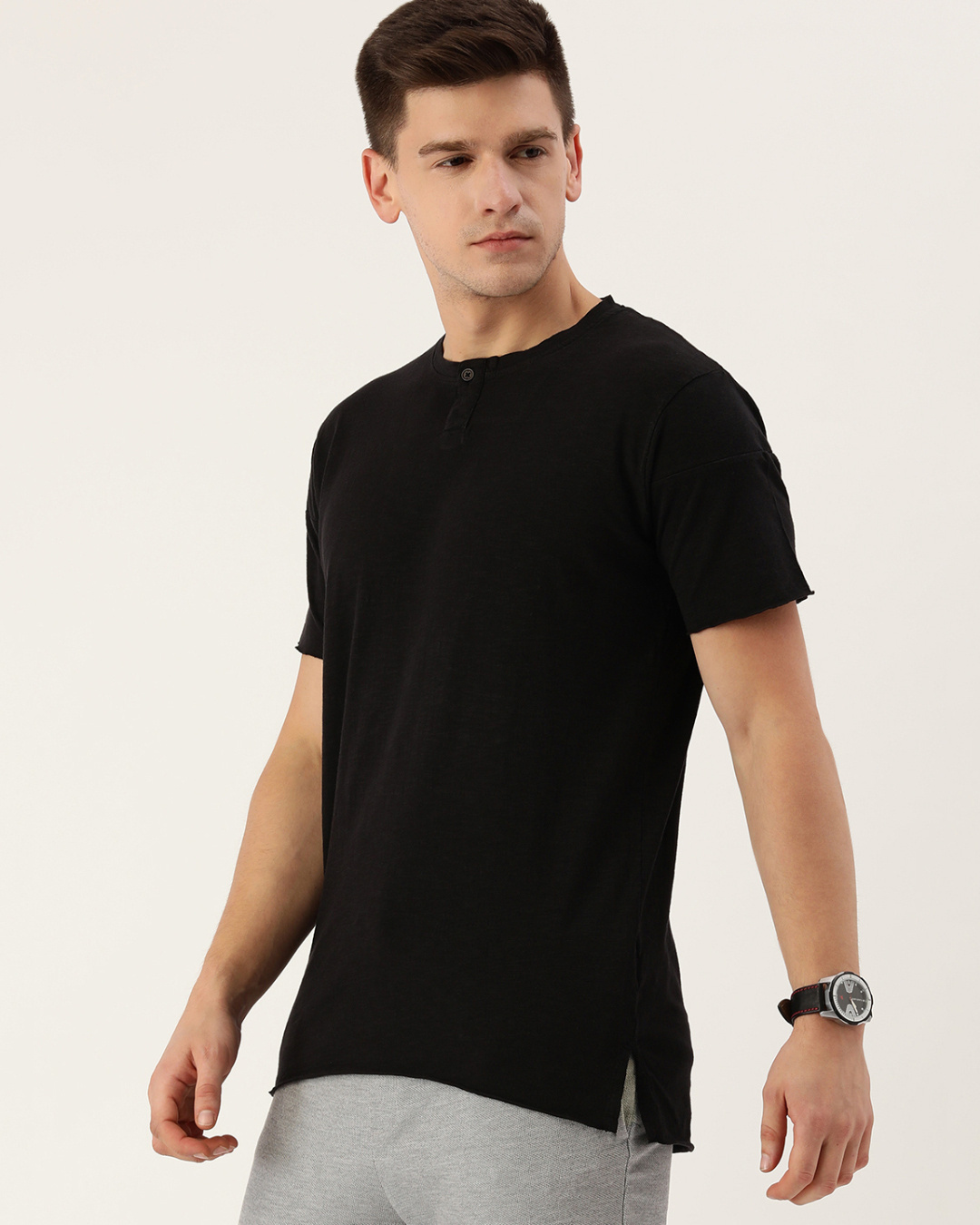 Shop Men's Black Cotton T-shirt-Back