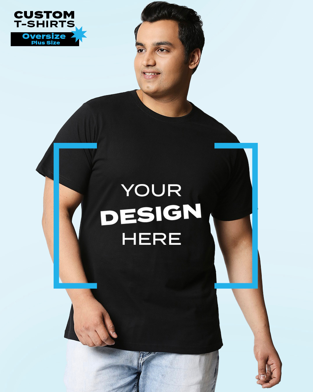 Buy Men's Black Customizable Oversized Plus Size T-shirt Online at Bewakoof