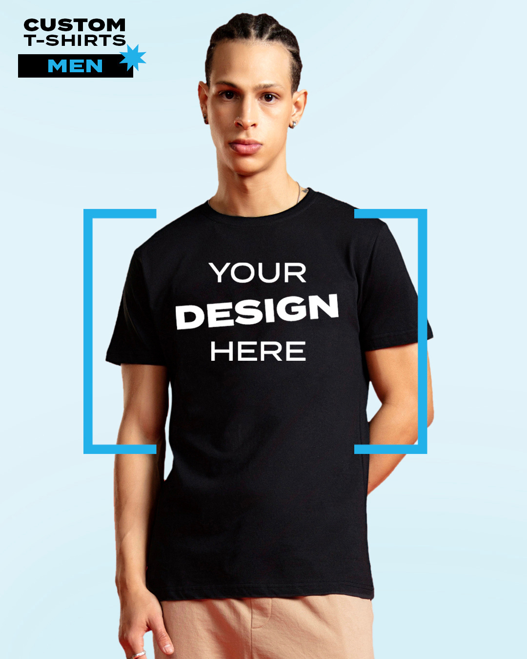 Buy Men's Black Customizable T-shirt Online at Bewakoof