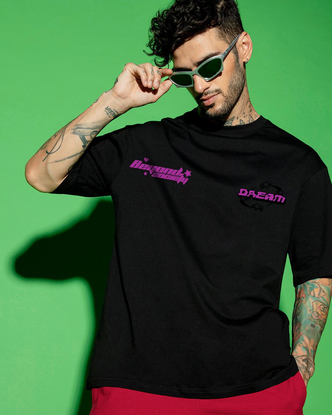 Shop Men's Black Cyborg Dreams Graphic Printed Oversized T-shirt-Back