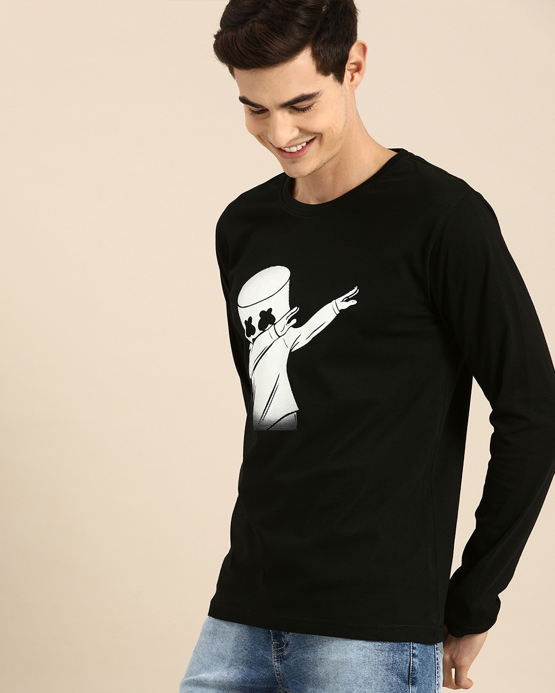 Shop Men's Black Dab Marshmello Graphic Printed T-shirt-Back