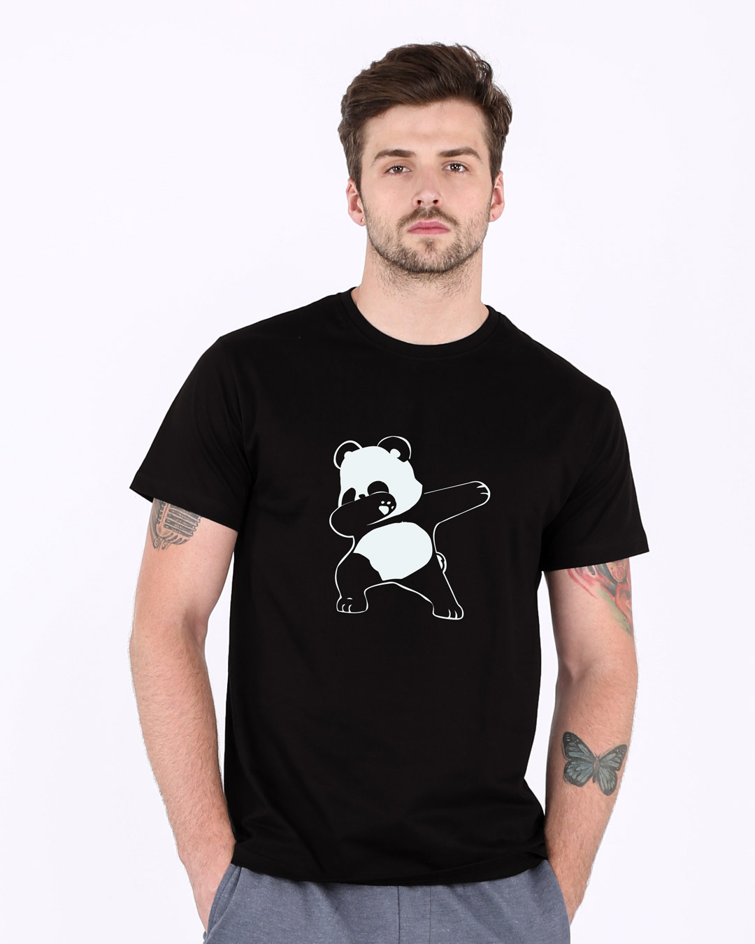 Buy Mens Black Dabbing Panda Graphic Printed T Shirt Online At Bewakoof 