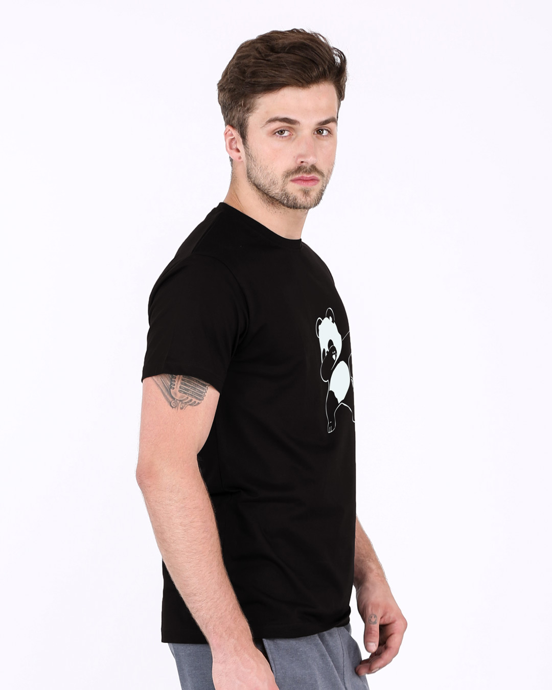 Shop Men's Black Dabbing Panda Graphic Printed T-shirt-Back