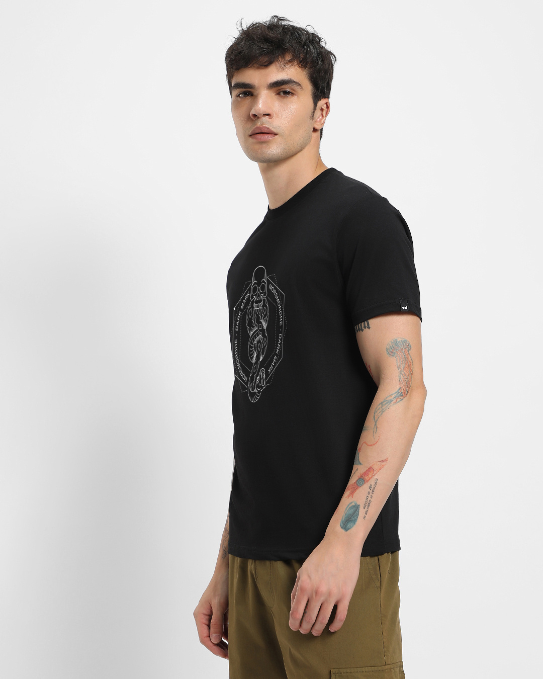 Shop Men's Black Dark Mark Graphic Printed T-shirt-Back