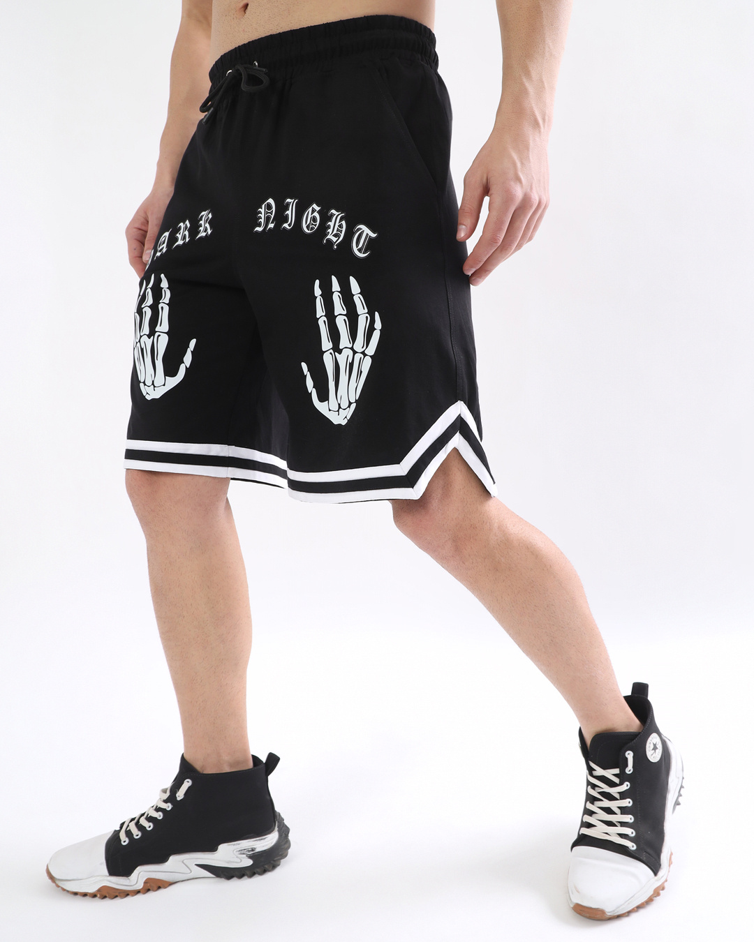 Shop Men's Black Dark Night Graphic Printed Relaxed Fit Shorts-Back
