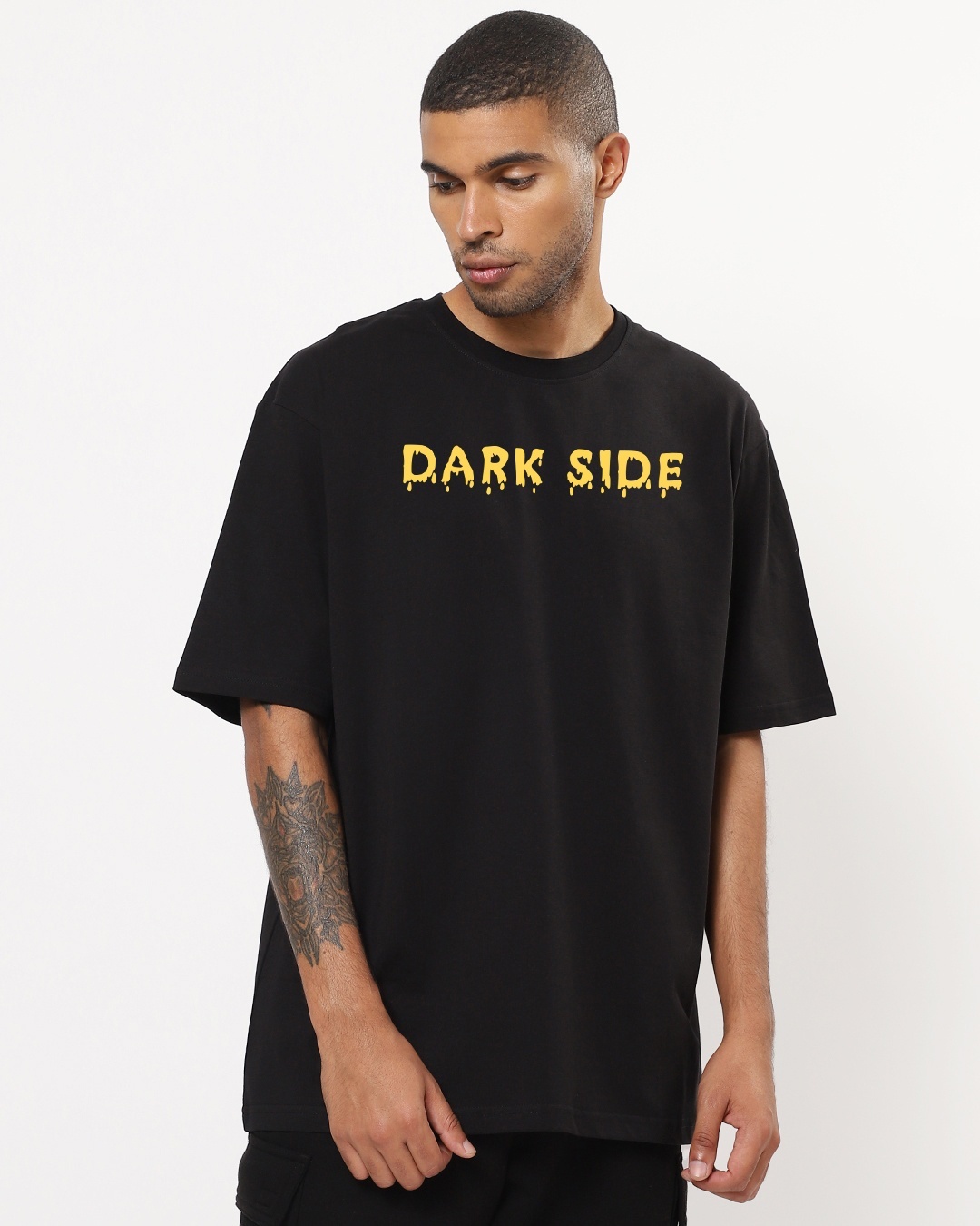 Shop Men's Black Dark Side Graphic Printed Oversized T-shirt-Back