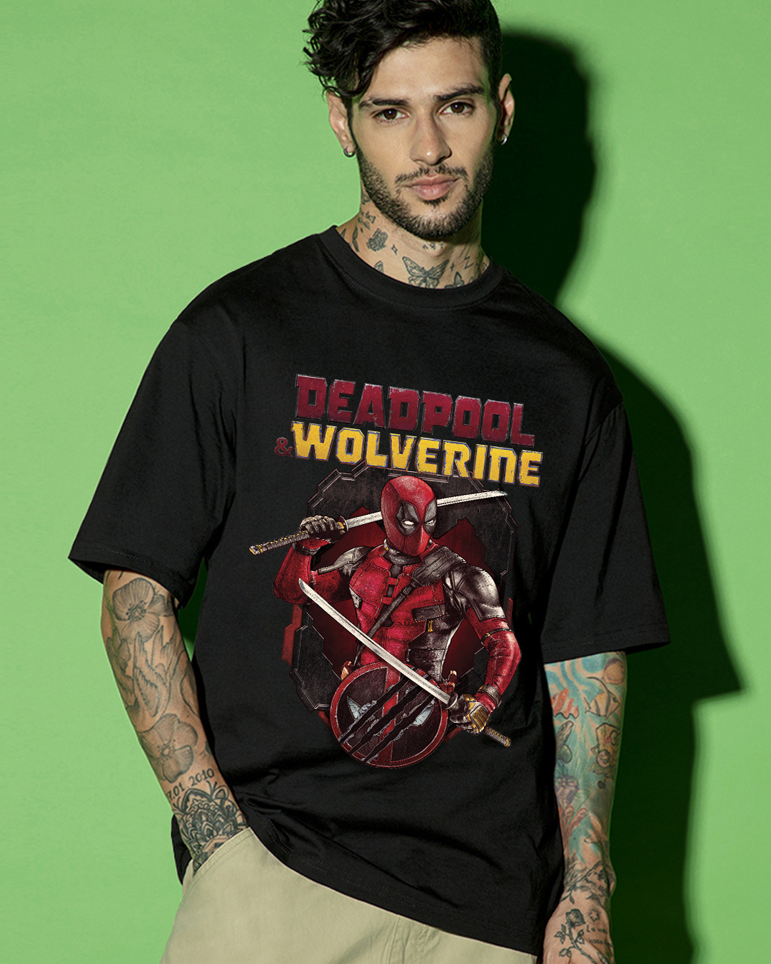 Buy Mens Black Deadpool Graphic Printed Oversized T Shirt Online At