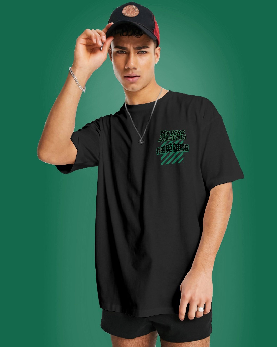 Shop Men's Black Deku Graphic Printed Oversized T-shirt-Back