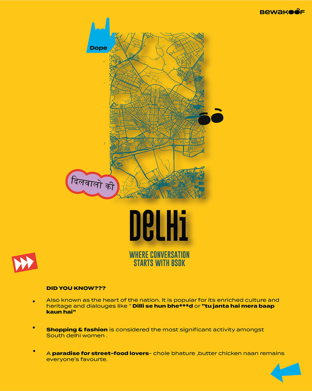 Shop Men's Black Delhi City Typography T-shirt-Back