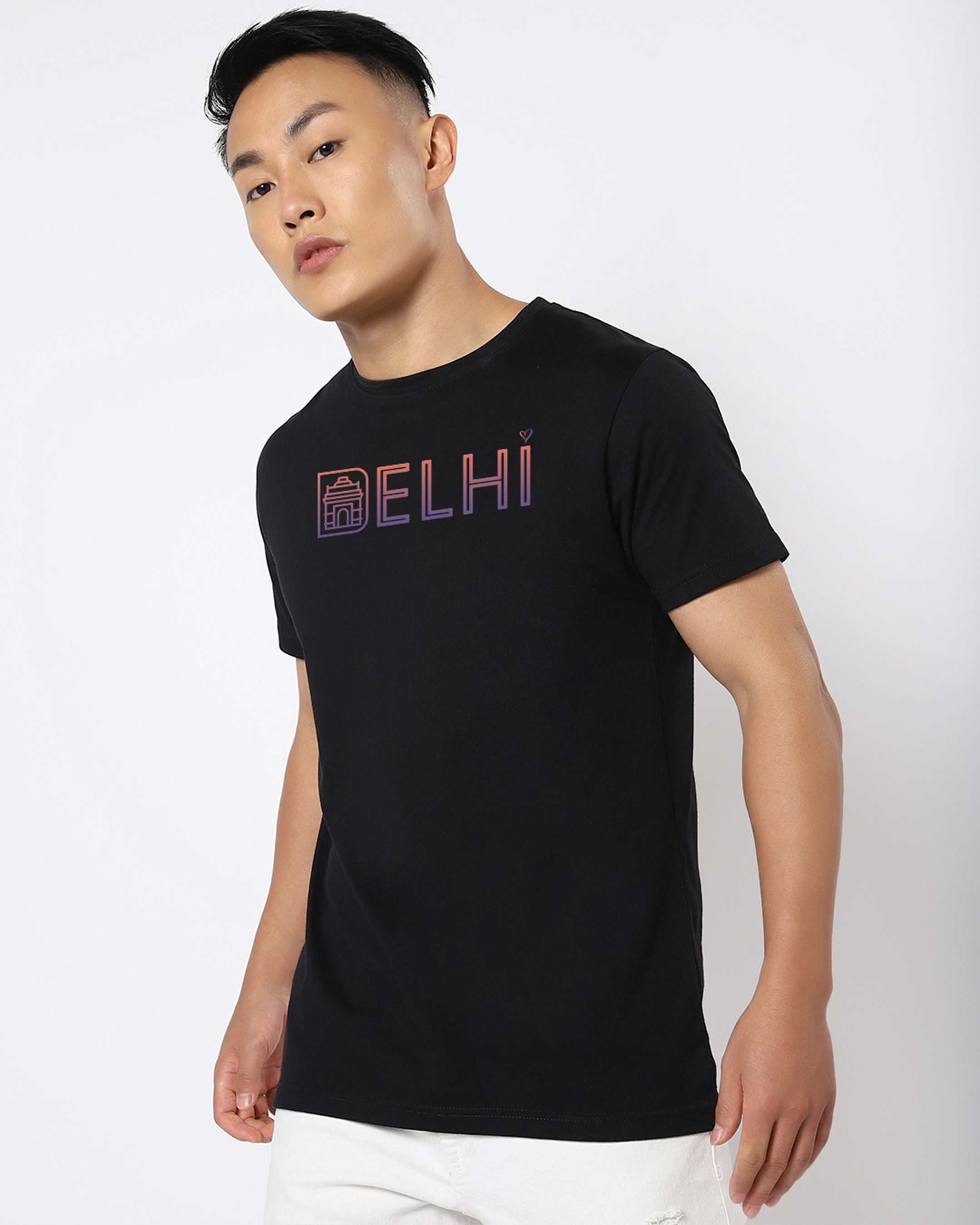Buy Men's Black Delhi Typography Tshirt Online at Bewakoof