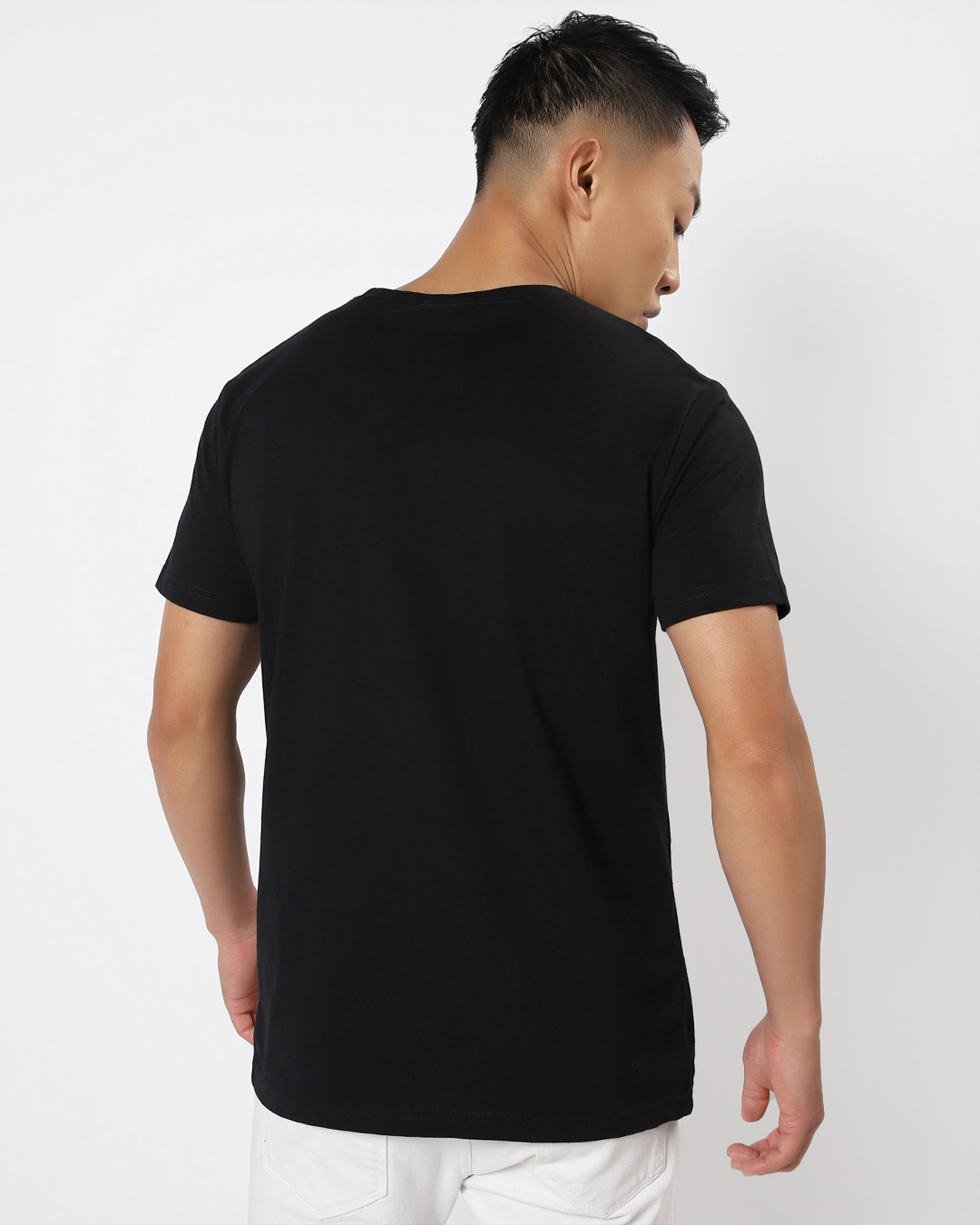 Shop Men's Black Delhi Typography T-shirt-Back