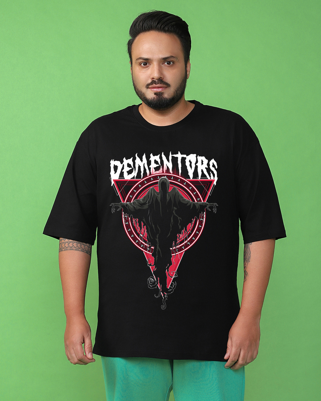 Shop Men's Black Dementors Graphic Printed Oversized Plus Size T-shirt-Back