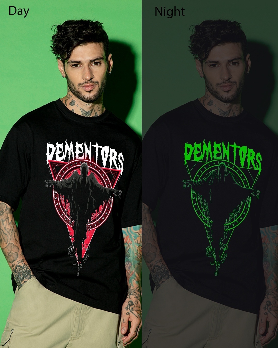 Shop Men's Black Dementors Graphic Printed Oversized T-shirt-Back