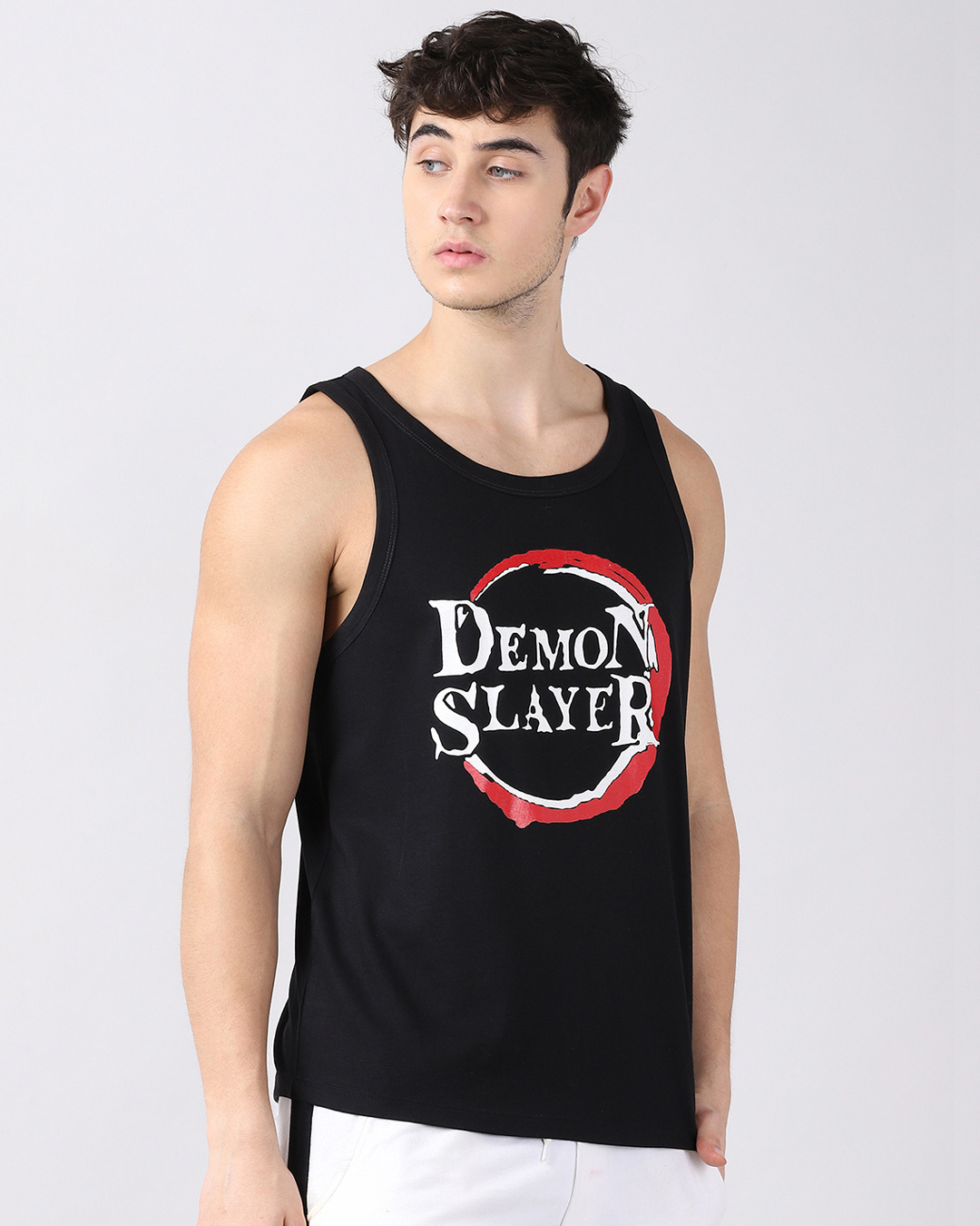 Shop Men's Black Anime Demon Slayer Typography Vest-Back