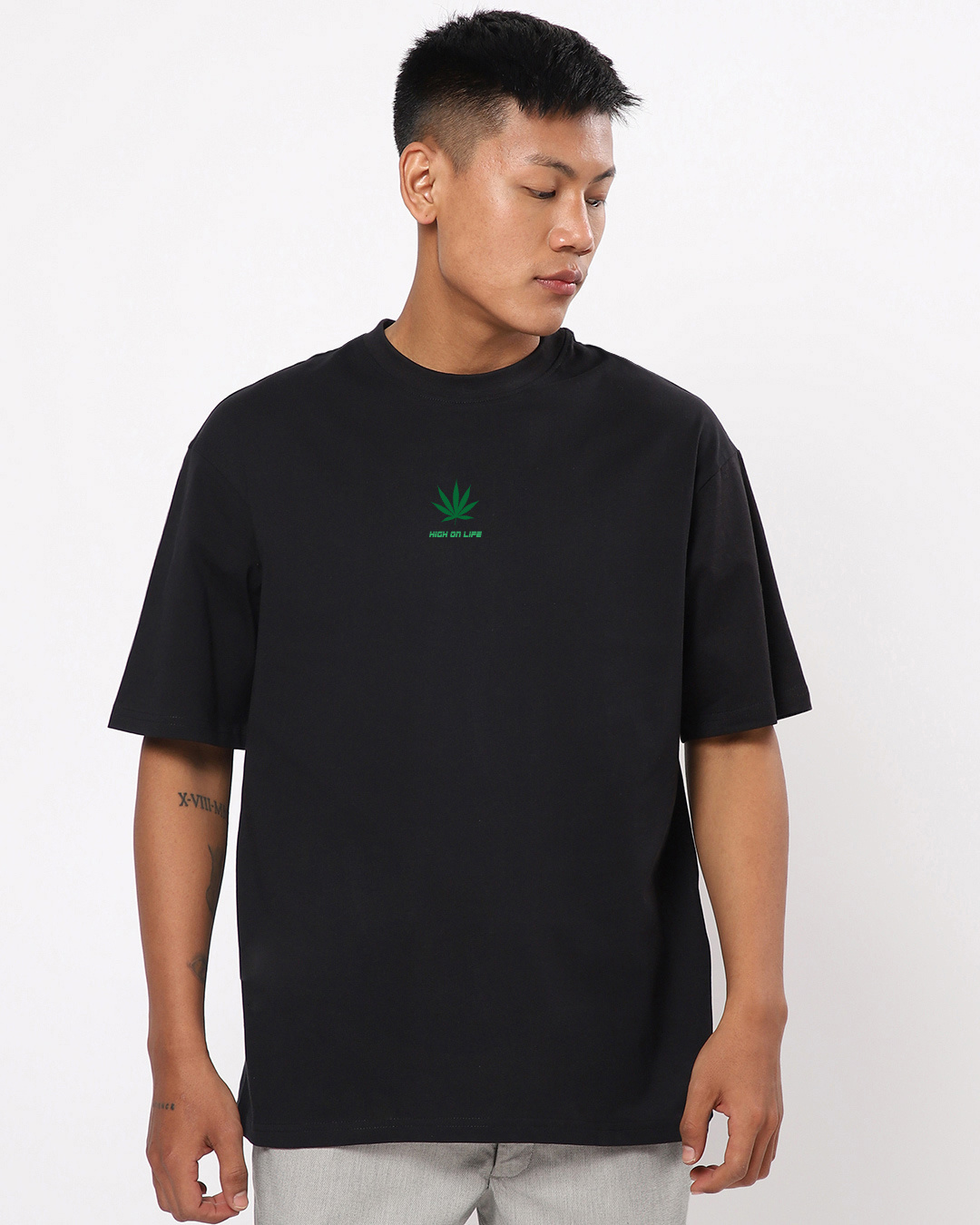 Shop Men's Black Dope Af Typography Oversized T-shirt-Back