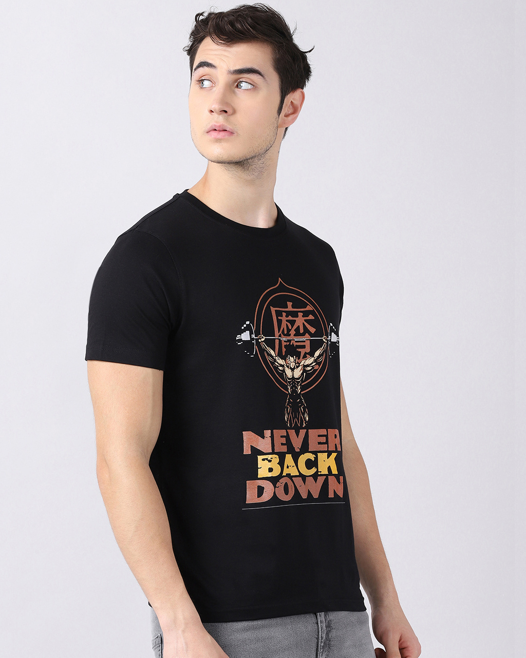 Shop Men's Black Anime Dragon Ball Z Never Give Up Graphic Printed T-shirt-Back