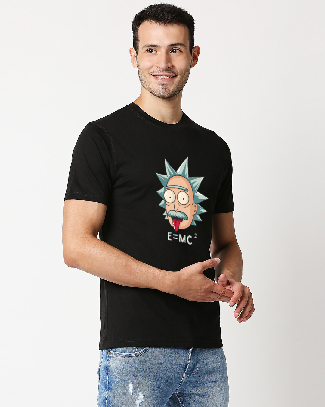 Shop Men's Black E=mcsquare Cotton T-shirt-Back