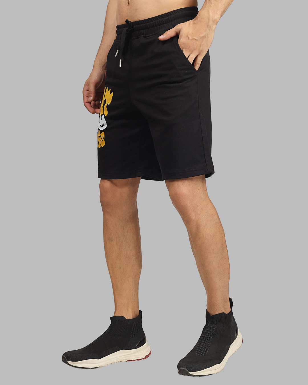 Shop Men's Black Eat My Shorts Graphic Printed Relaxed Fit Shorts-Back