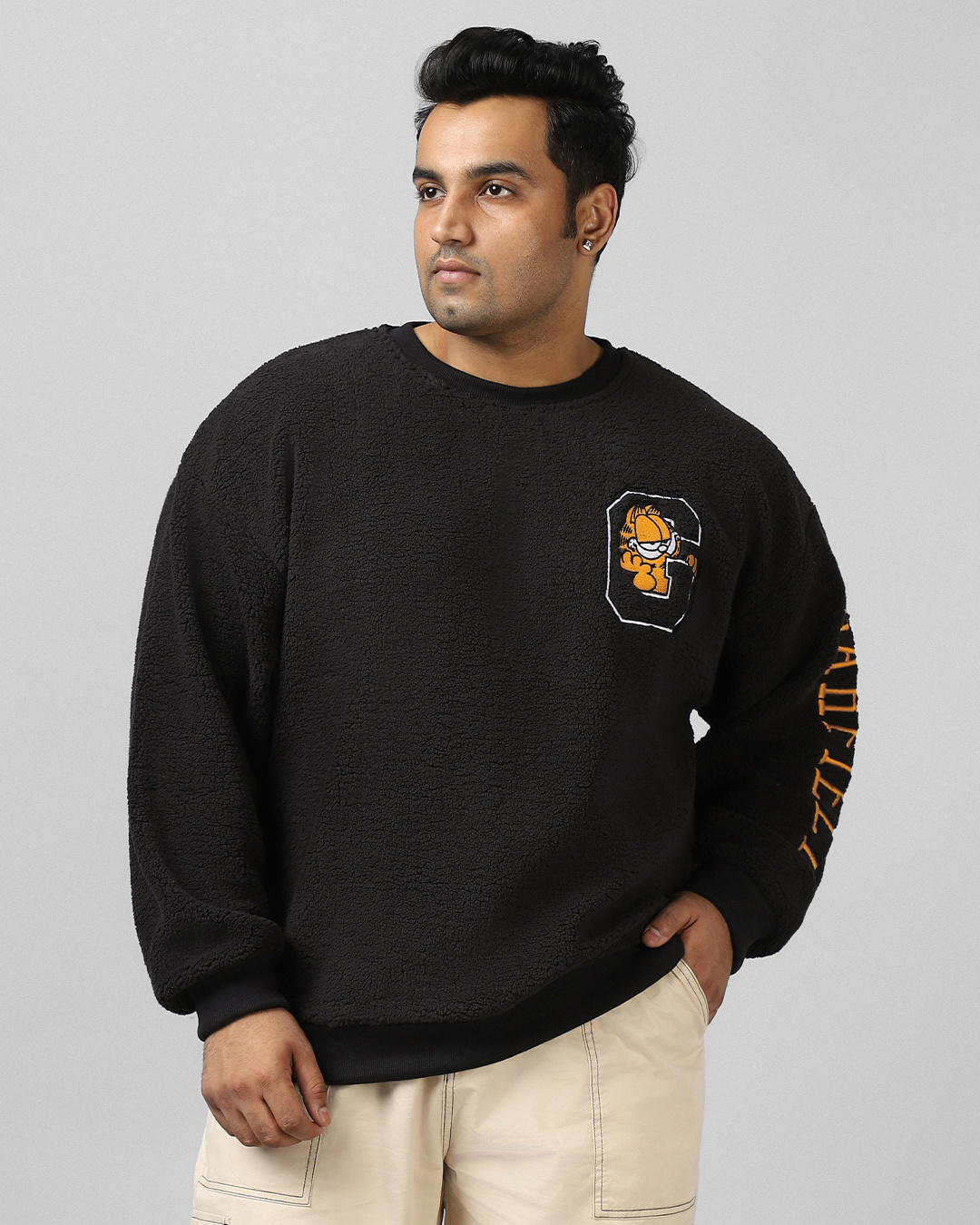 Buy Men's Black Embroidered Oversized Plus Size Sweatshirt Online at ...