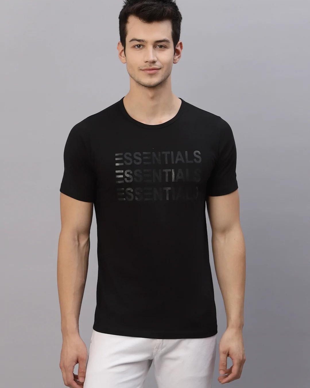 Buy Men's Black Essentials Typography Slim Fit T-shirt Online at Bewakoof