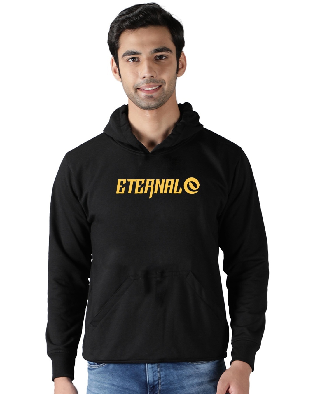 Buy Men's Black Eternal Typography Hoodie Online at Bewakoof