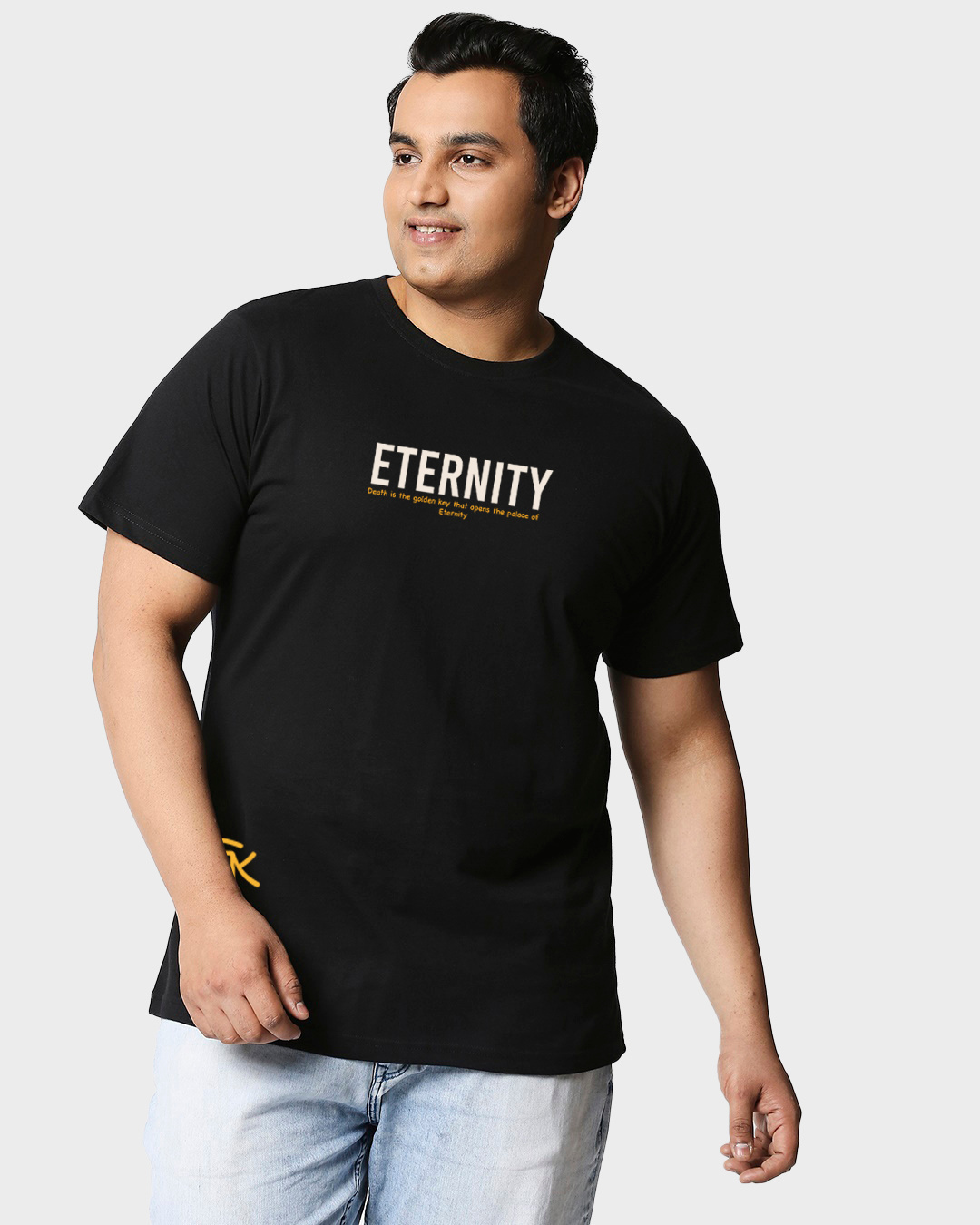 Shop Men's Black Eternity Graphic Printed Plus Size T-shirt-Back