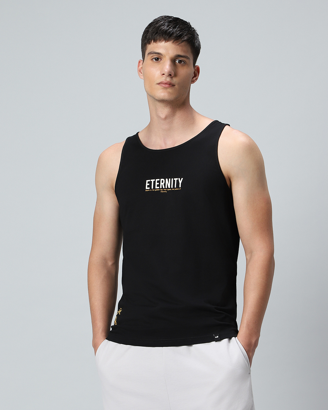 Shop Men's Black Eternity Graphic Printed Vest-Back