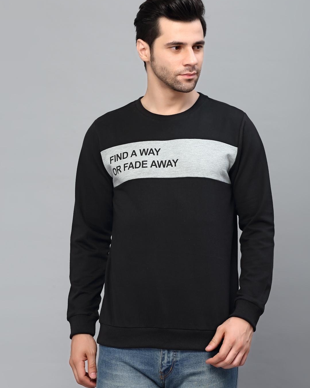 Buy Mens Black Find A Way Typography Slim Fit Sweatshirt Online At Bewakoof 4754