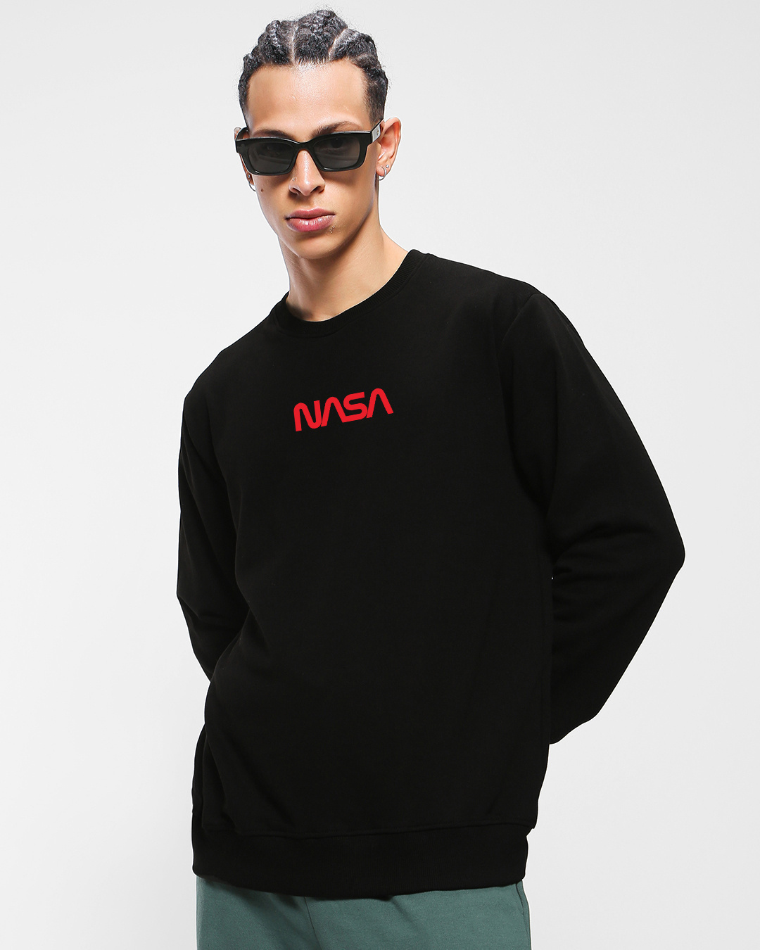 Shop Men's Black Fly Me to The Moon Graphic Printed Sweatshirt-Back