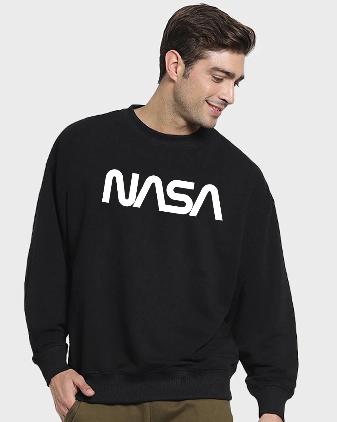 Shop Men's Black Galactic Spectrum Graphic Printed Oversized Sweatshirt-Back