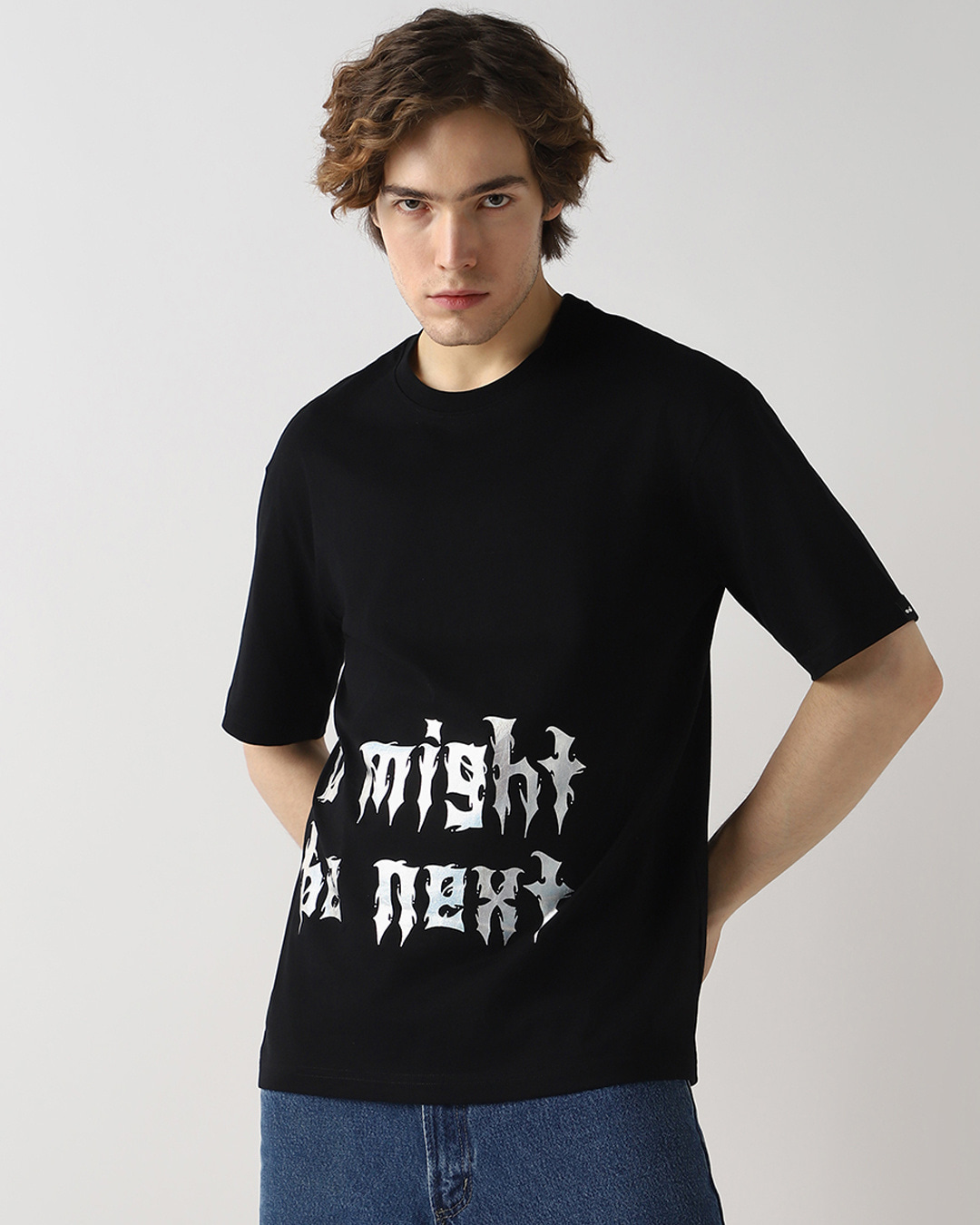 Shop Men's Black Ghosting Graphic Printed Oversized T-shirt-Back