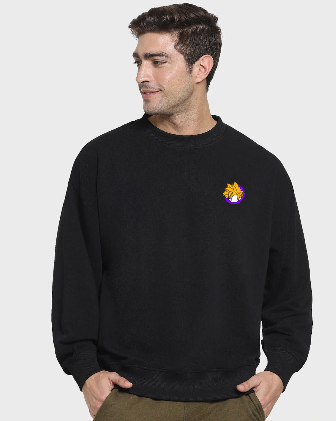 Shop Men's Black Gohan Graphic Printed Oversized Sweatshirt-Back