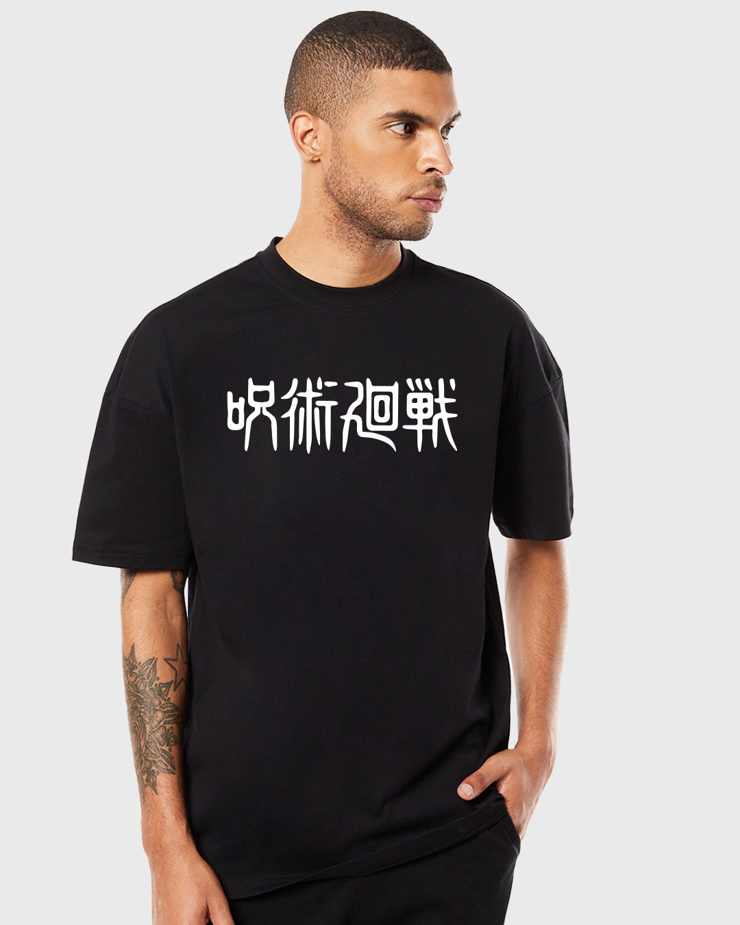 Shop Men's Black Gojo Domain Graphic Printed Oversized T-shirt-Back