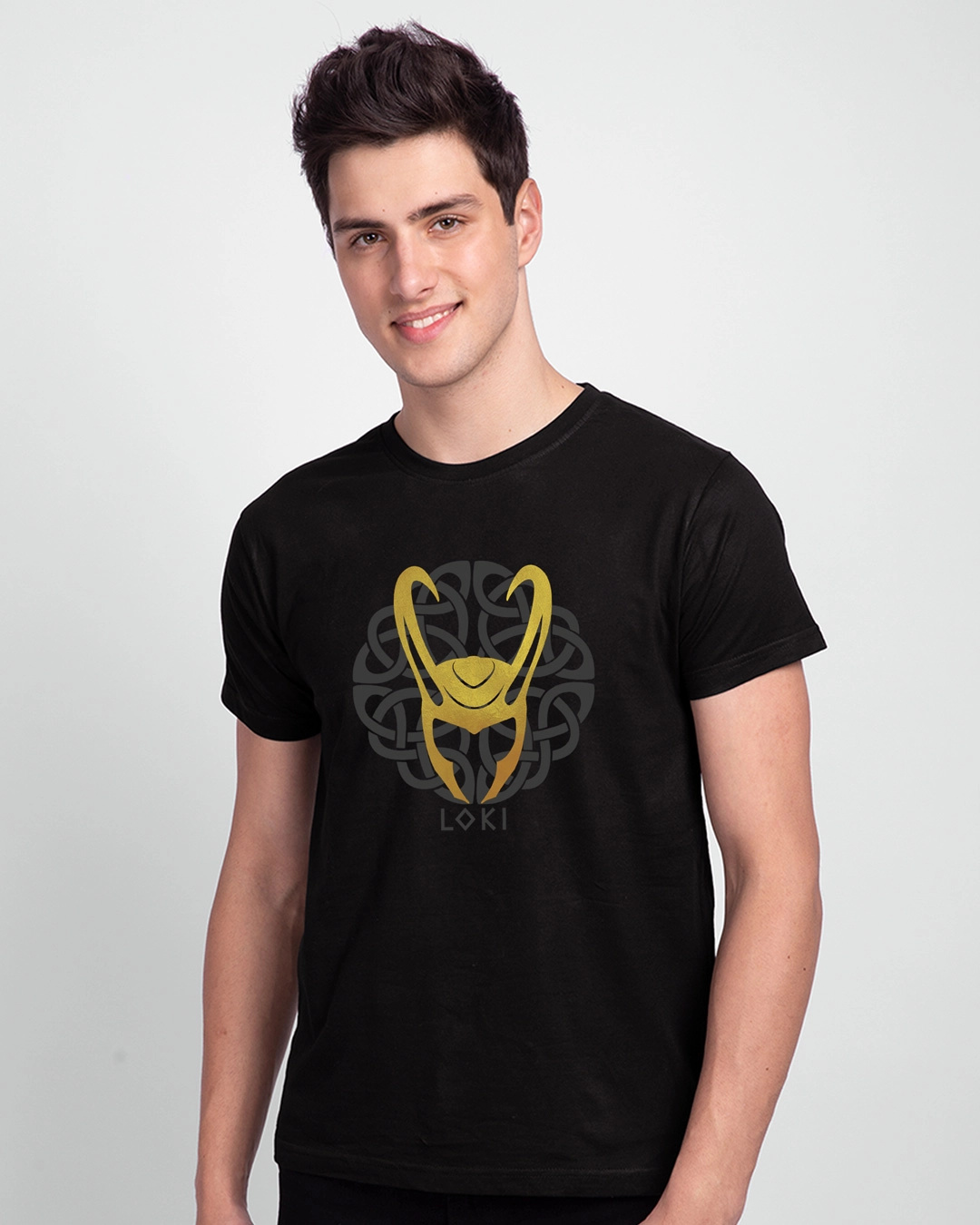 Shop Men's Black Golden Helmet (AVL) Printed T-shirt-Back