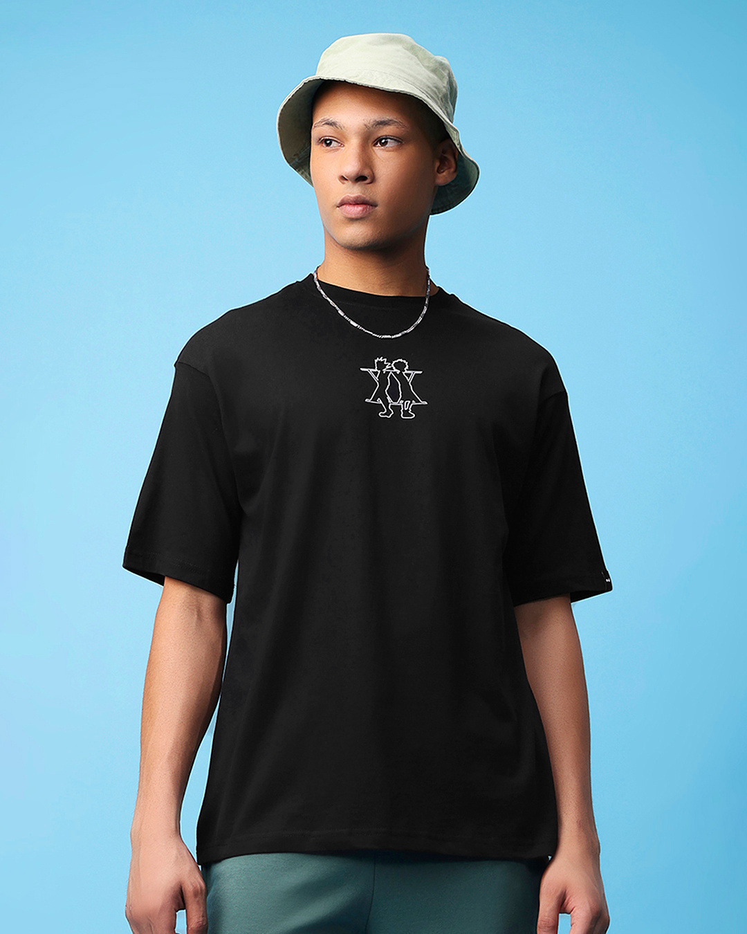 Shop Men's Black Gon & Killua Graphic Printed Oversized T-shirt-Back