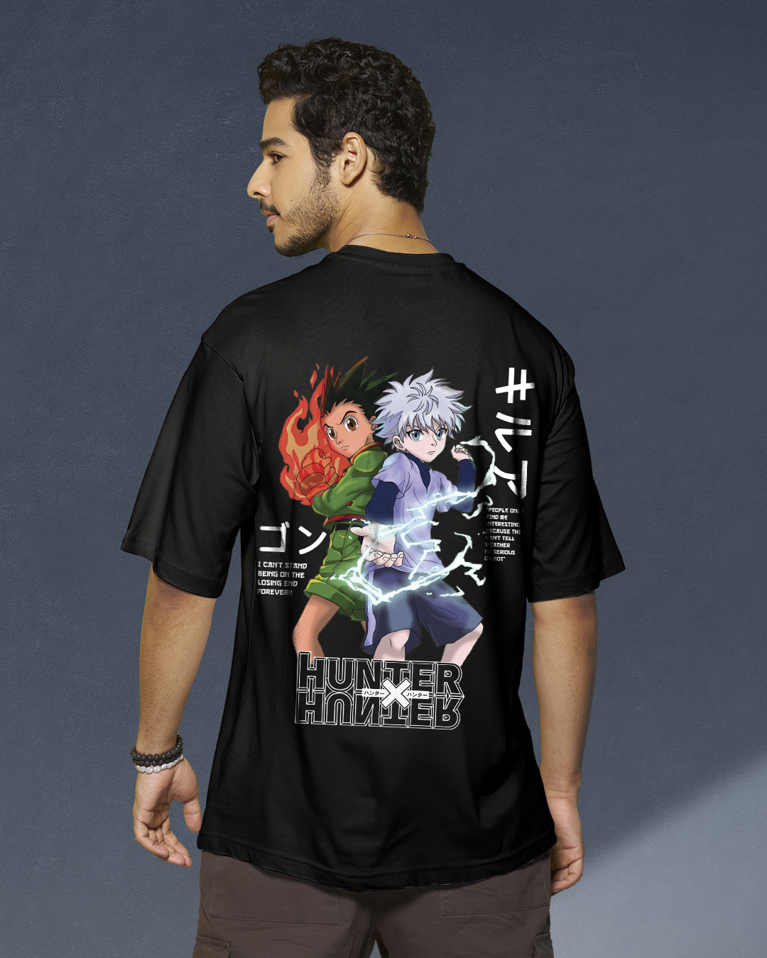 Buy Men's Black Gon & Killua Graphic Printed Oversized T-shirt Online ...