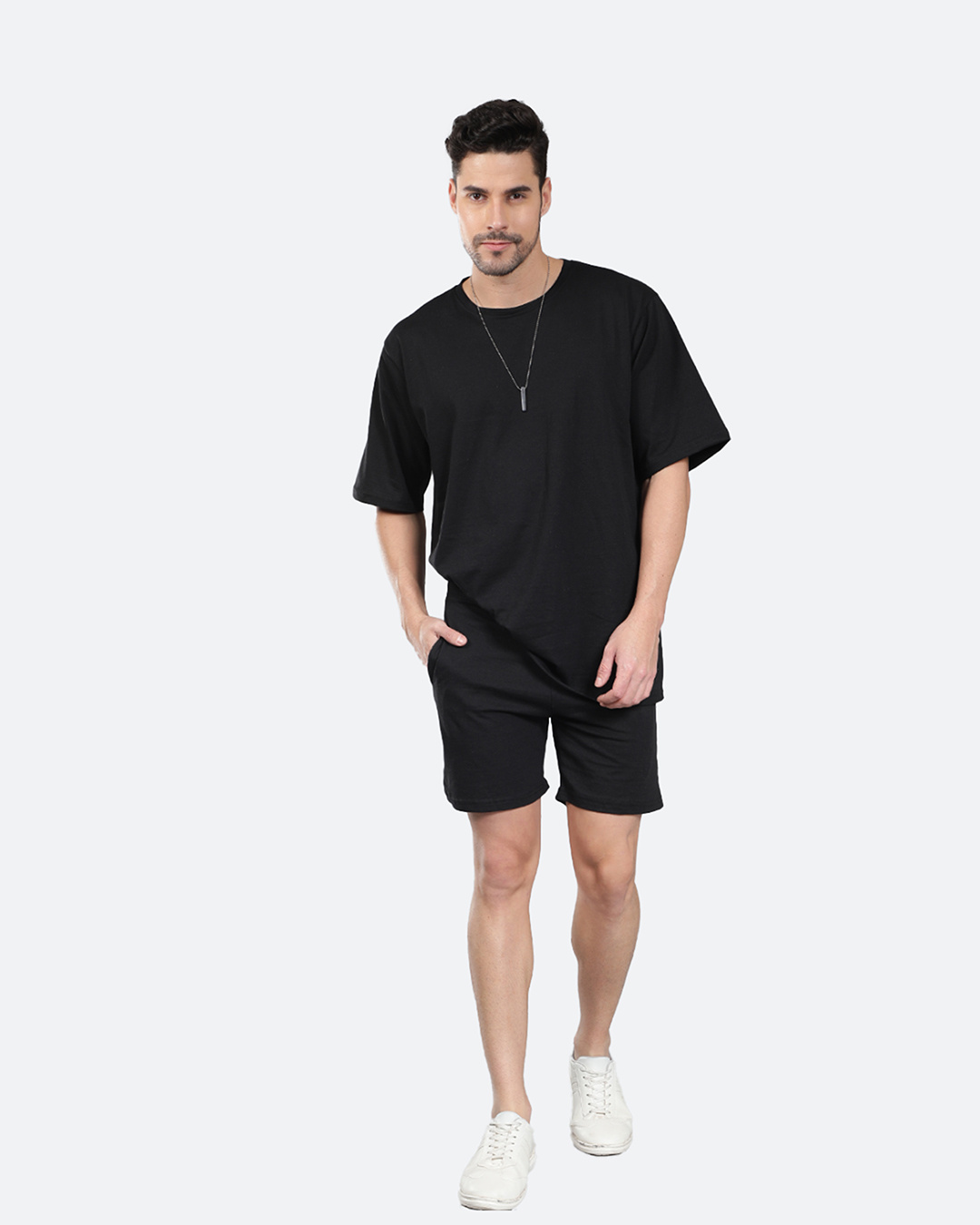 Shop Men's Black Good Things Takes Time Typography Oversized Co-ordinates-Back