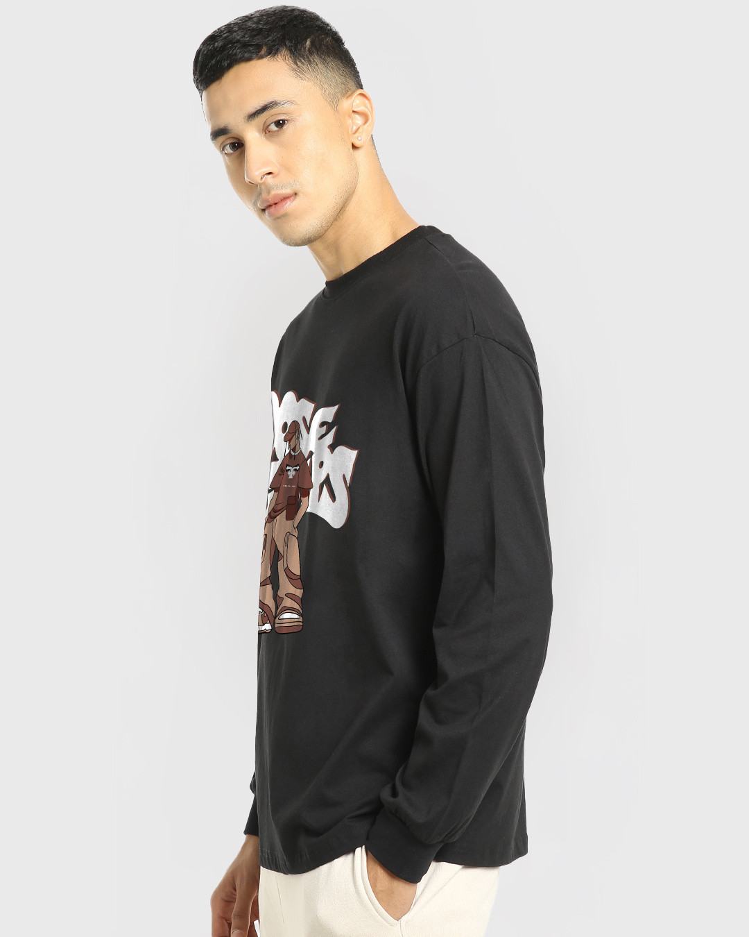 Shop Men's Black Goosebumps Graphic Printed Oversized T-shirt-Back