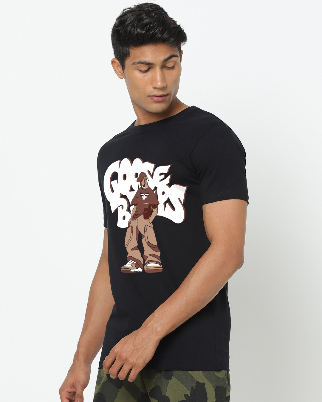 Shop Men's Black Goosebumps Graphic Printed T-shirt-Back