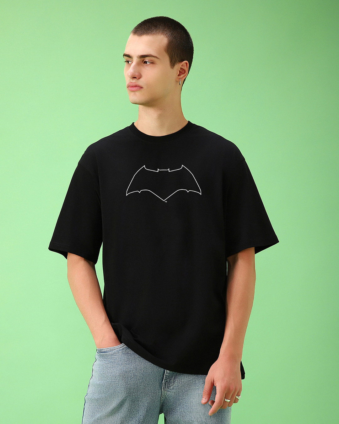Shop Men's Black Gotham's Devil Graphic Printed Oversized T-shirt-Back