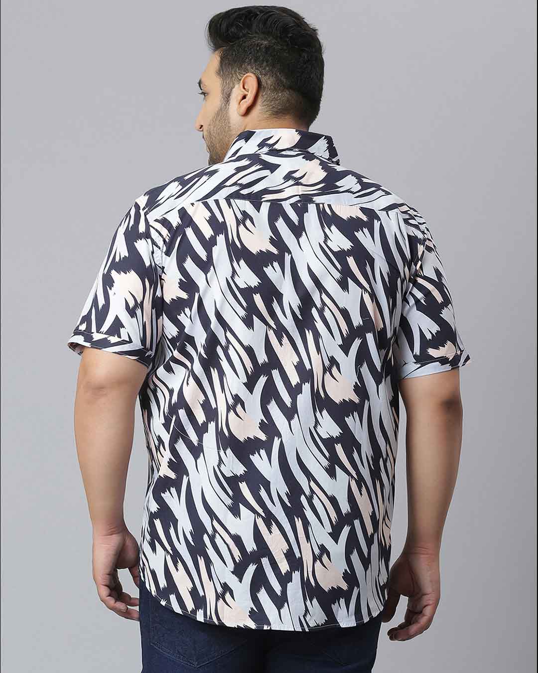 Shop Men's Black Graphic Design Stylish Half Sleeve Casual Shirt-Back