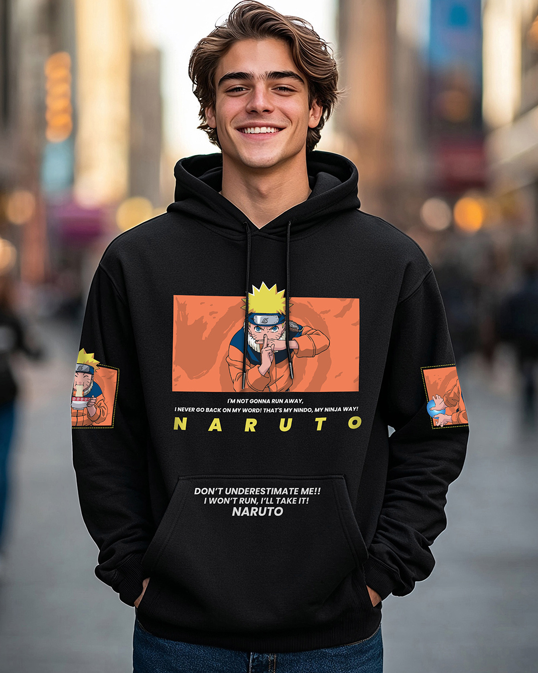 PRINTED HOODIE - BLACK main image 1